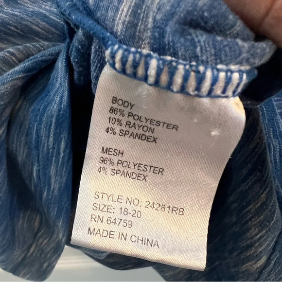 Rainbeau Ginger Mesh Detail Back Tank Top Muscle Tee 18/20 2X Plus Size - Picture 7 of 9